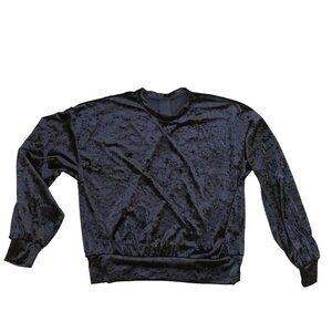 HEATHER Velour Velvet Sweater Women's LARGE Black Pullover Long Sleeve Crew​​​​